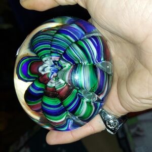 Beautiful hand blown glass paper weight by Joe rice